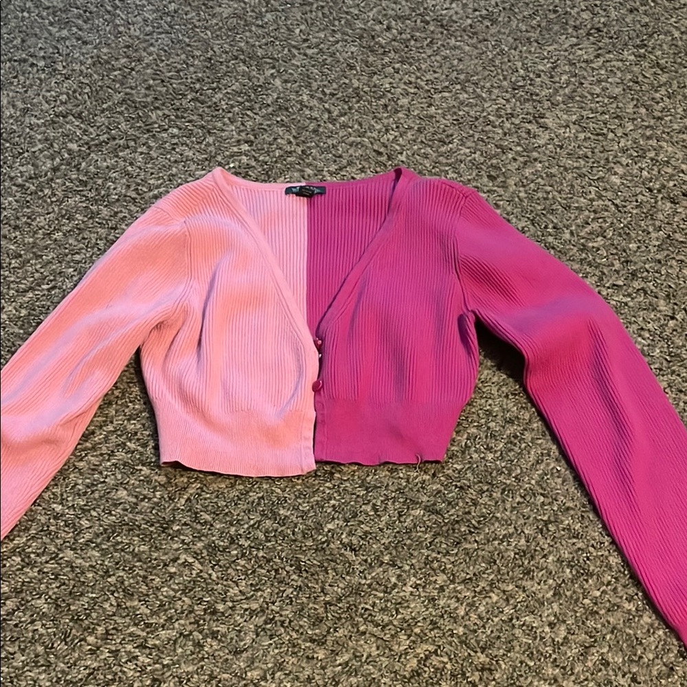 Wild Fable Pink Asymmetrical Crop Top 3/4 Sleeve